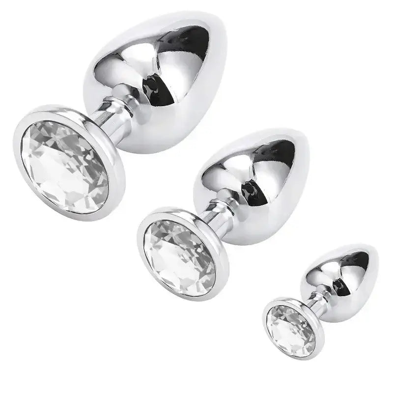 3 Size Anal Plug Stainless Steel Crystal Anal Plug Removable Butt Plug Stimulator Anal Sex Toys Prostate Massager Dildo