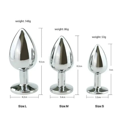 3 Size Anal Plug Stainless Steel Crystal Anal Plug Removable Butt Plug Stimulator Anal Sex Toys Prostate Massager Dildo