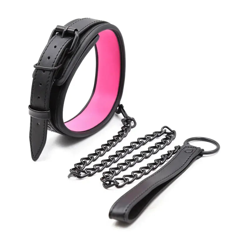 Bdsm Collar Leather and Iron Chain Link Bdsm Slave Collars Women Bondage Collar Sex Toys for Couples Adults Sex Restraints