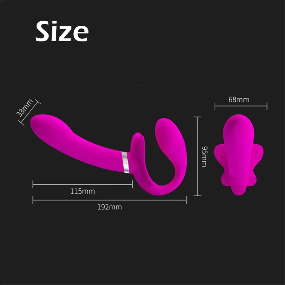 Penis Lesbian Double-Heads Vibrating Erotic Strapless Strap-On Dildo Vibrators Sex Toys for Adult Sex Toys for Couples Women