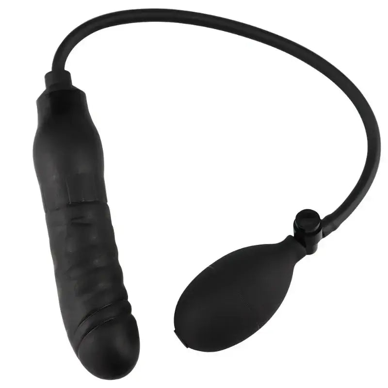 Soft Silicone Inflatable Anal Plug Black Pump Anal Beads Butt Plug Anal Dilator Massager Anus Sex Toy for Female Male Couples